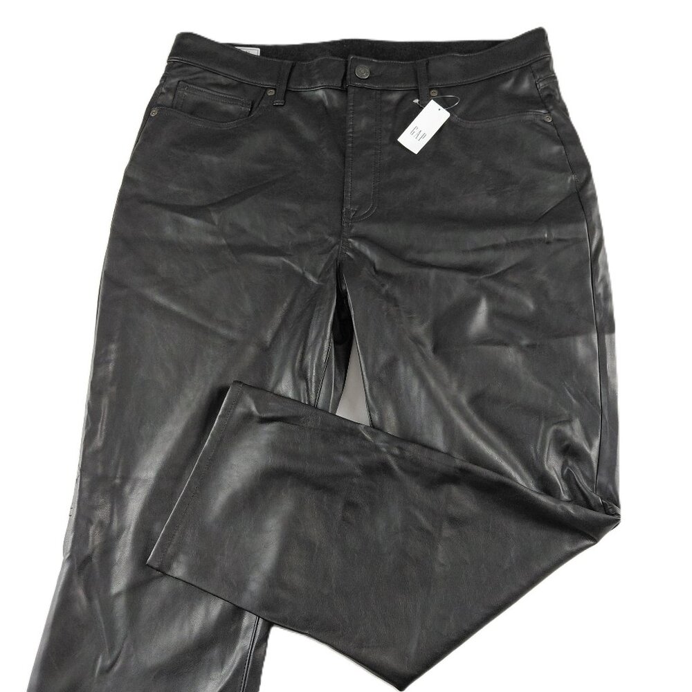 GAP Vintage Slim High Rise Faux Leather Pant Women's Size 16 Short Black